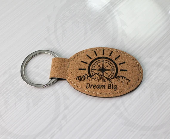 laser engraved cork key chain